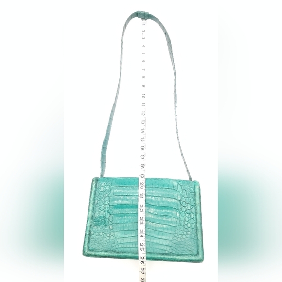Nancy Gonzalez Green Crocodile Flap Crossbody Luxury Shoulder Bag Purse - Picture 13 of 15